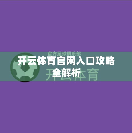 开云体育官网入口攻略全解析